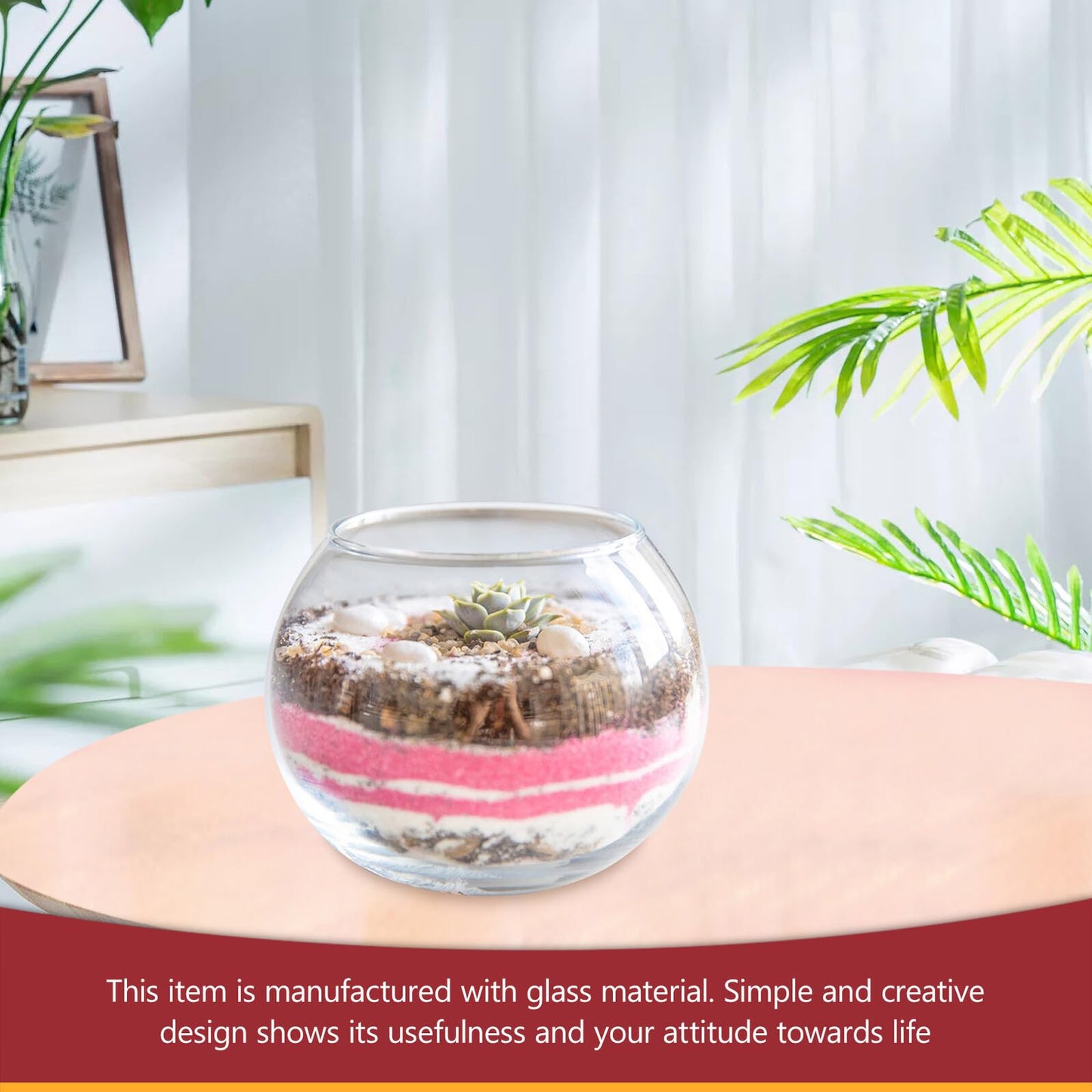 PRETYZOOM Glass Flower Vase and Fish Bowl 15cm Round Hydroponic Planter for Home Decor, Wedding Centerpiece, Terrarium Container for Desktop Plants