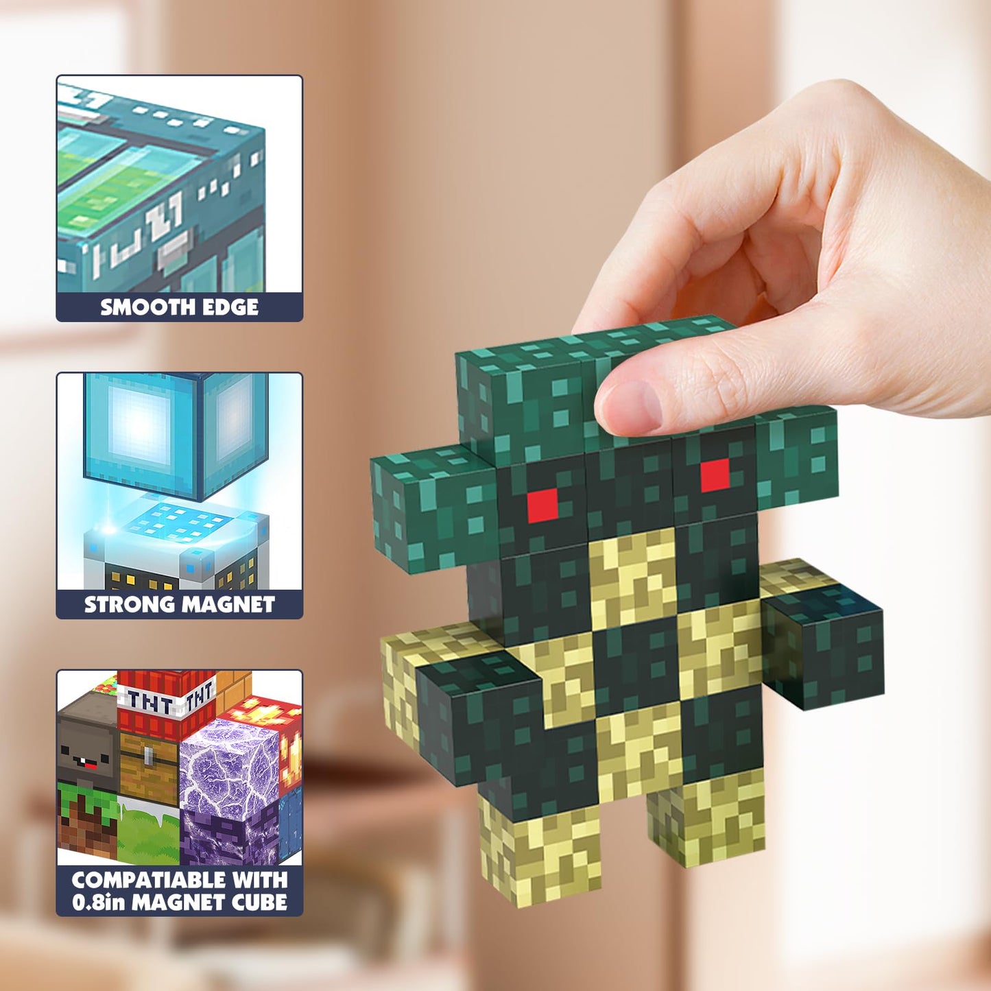 cuuanpuwat Magnetic Blocks - 150pcs 0.8 Inch Magnetic Building Blocks Set, Stacking Construction Toys, STEM Educational Sensory Magnet Cube for Kids Ages 3+