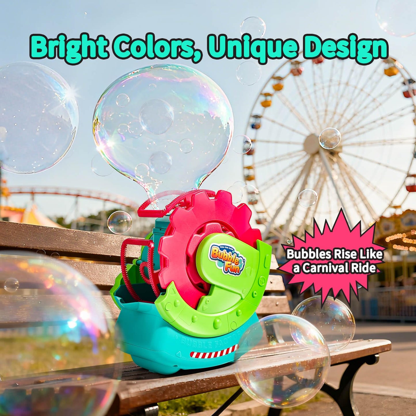 Bubble Machine for Toddlers Kids & Pets, with 8oz Safe Solution, Extra Large & Bubbles in Bubble Maker, Children & Pets Dog Toys Gift, Indoor/Outdoor Birthday Wedding Party Bubble Blower