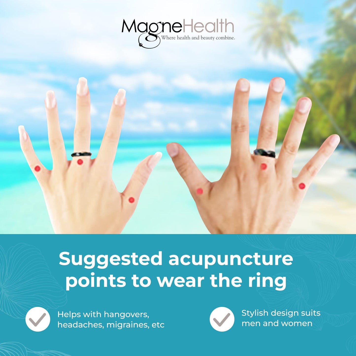 MAGNEHEALTH Holiday Hangover Hematite Ring, Elegant Magnetic Hematite Ring as Jewelry for Men and Women (Size 9)