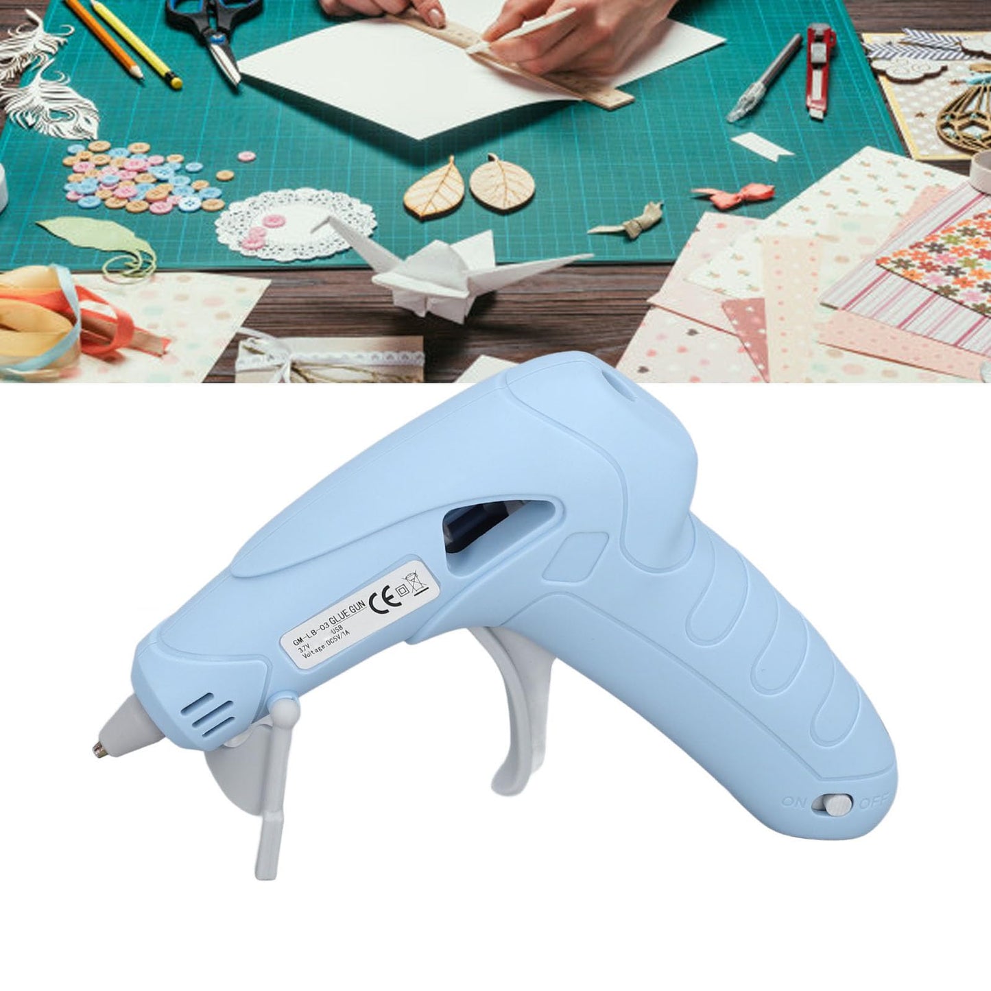 Cordless Hot Glue Gun, USB Rechargeable, Fast Preheating, Kit with 30 Glue Sticks, Portable, for Art and Decorations