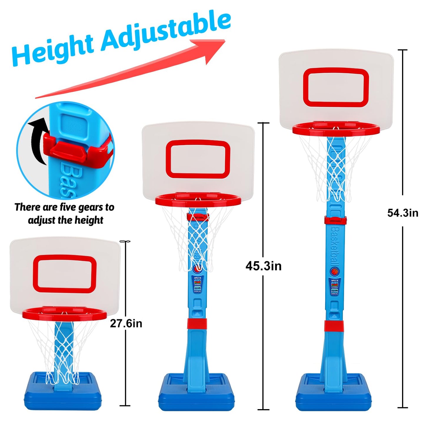 Hover Soccer Ball & Toddler Basketball Hoop