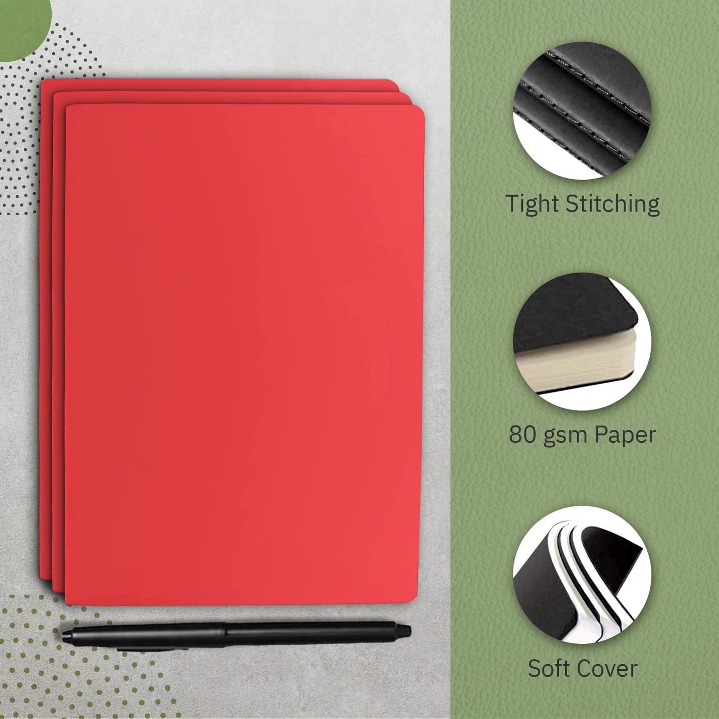 Simply Genius Journaling Notebooks - Rounded-Corner Softcover & Travel Notebook - College-Ruled Cream Pages & Writing Journal - Versatile Note-Taking & Study Journal - 30 Pack, A5, Red, 92 Pages