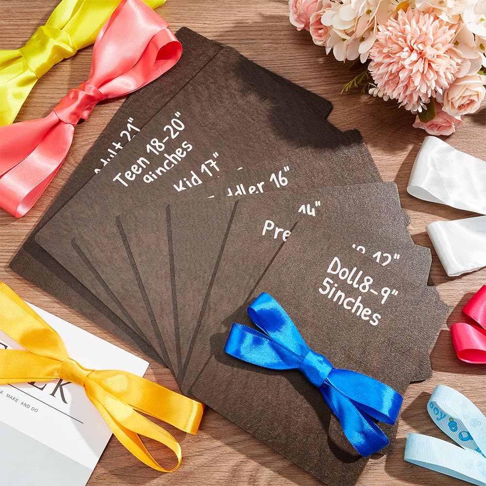 NBEADS 7 Pc Wooden Bow Maker Kit - 7 Size Headwrap Boards + Tie Boards for DIY Hair Bows - Coconut Brown