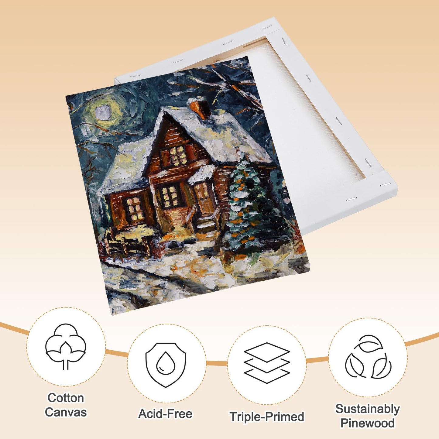 MECCANIXITY 8 Pcs Stretched Canvas for Painting, 6 x 8 Inch Blank Artist Boards 4/5 Inch Profile Cotton Canvas Panels for Beginners Professionals,White