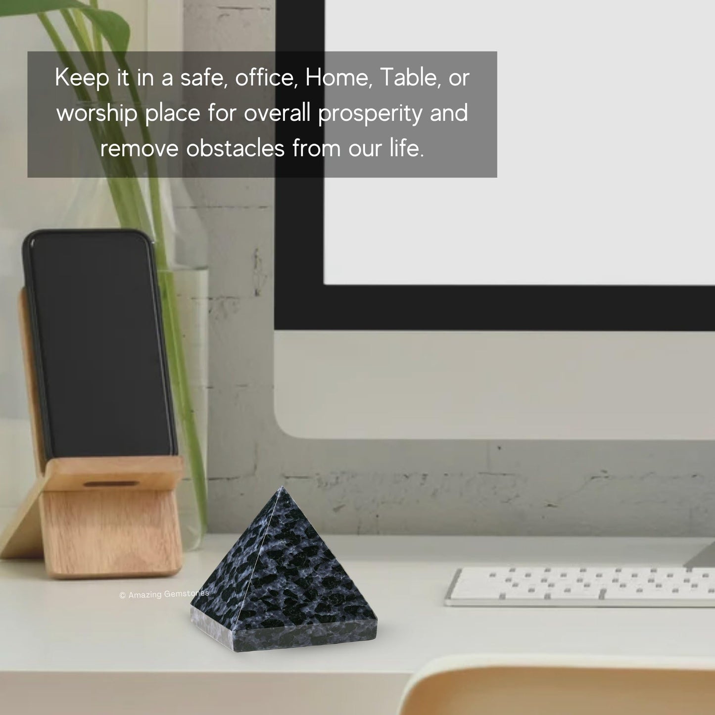 Amazing Gemstone Indigo Gabbro Pyramid Crystal Healing Stones - 1.5" Great Pyramid Figurine of Natural Stone Pyramid for Meditation, Reiki, Chakra Balancing and Crystal Pyramids Grid
