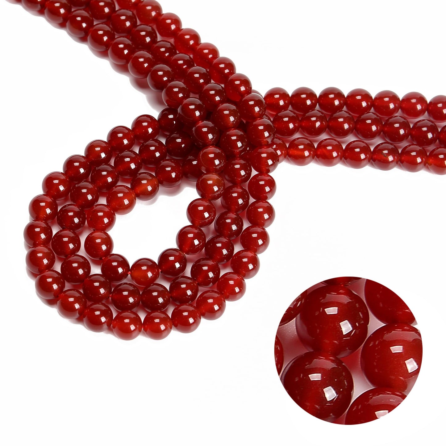 65Pcs 6mm Red Agate Natural Round Loose Real Stone Beads Gemstone Genuine for DIY Hand Made Craft Jewelry Bracelet Earring Necklace String Making Energy Healing Power