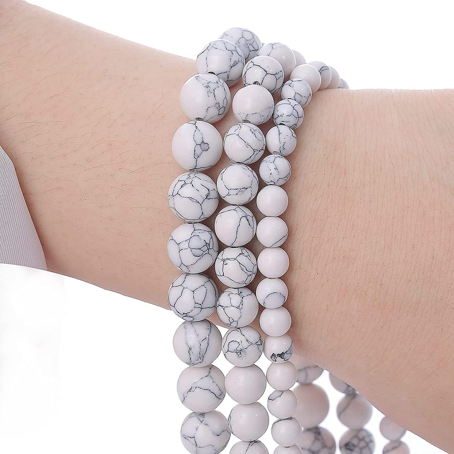 90PCS 4MM AAA White Howlite Turquoises Stone Beads Natural Gemstone Bead Crystal Healing Energy Jewelry Making DIY 15 inches