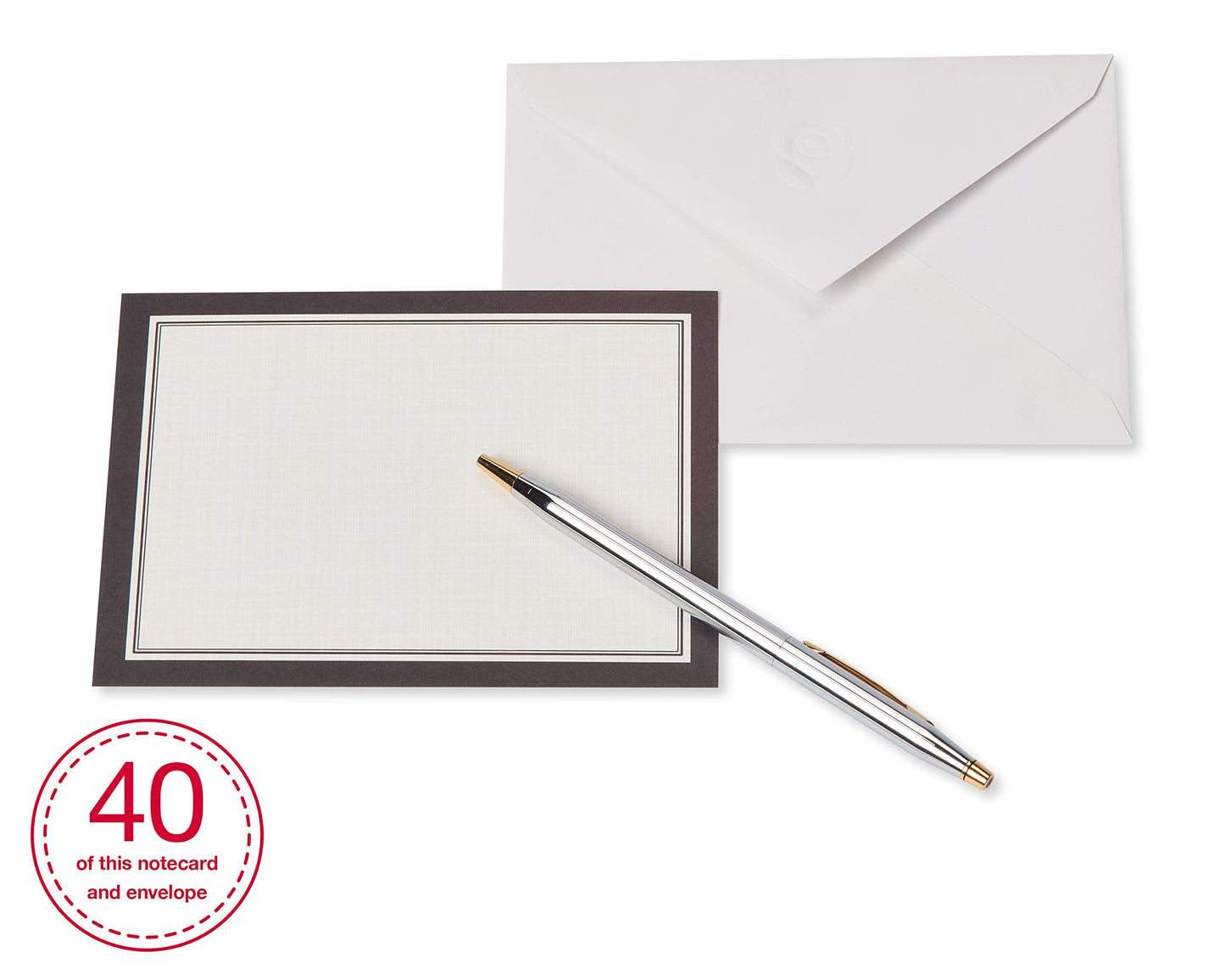 American Greetings Single Panel Blank Cards with Envelopes, Ivory with Black Border (40-Count)