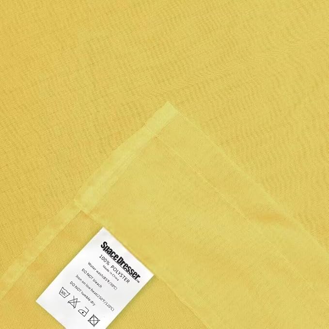 SpaceDresser Yellow Sheer Curtains 4 Panels Rod Pocket Semi-Sheer Curtain 54 Inches Long Light Filtering Voile Window Drapes for Bedroom Living Room Kitchen, Each 52W x54L