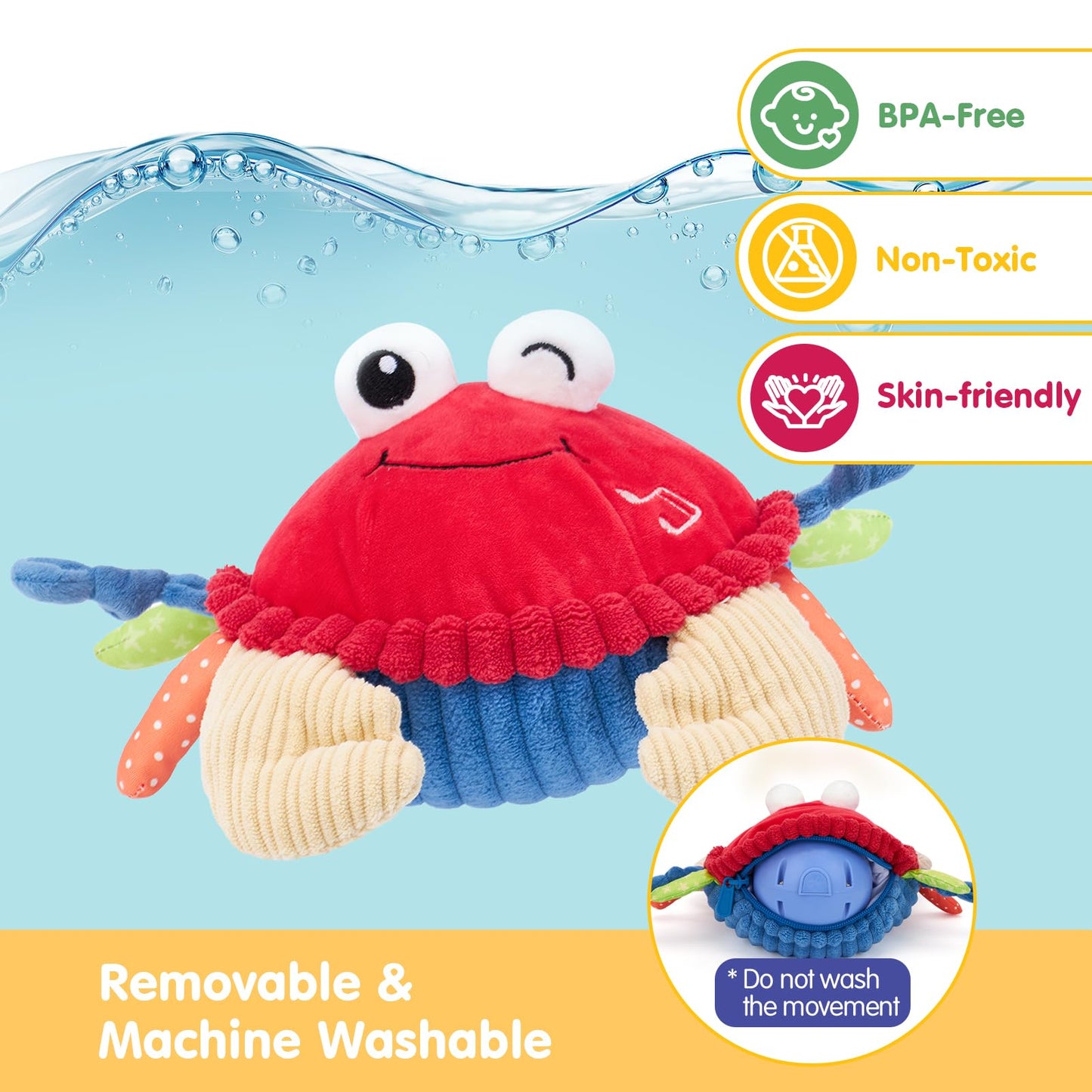 hahaland Baby Toys 6+ 12-18 Months - Crawling Musical Dancing Walking Moving Bouncing Learning Crab Tummy Time Toy Sensory Toddler Toys for 1-3 Year Old Birthday Easter Basket Stuffers