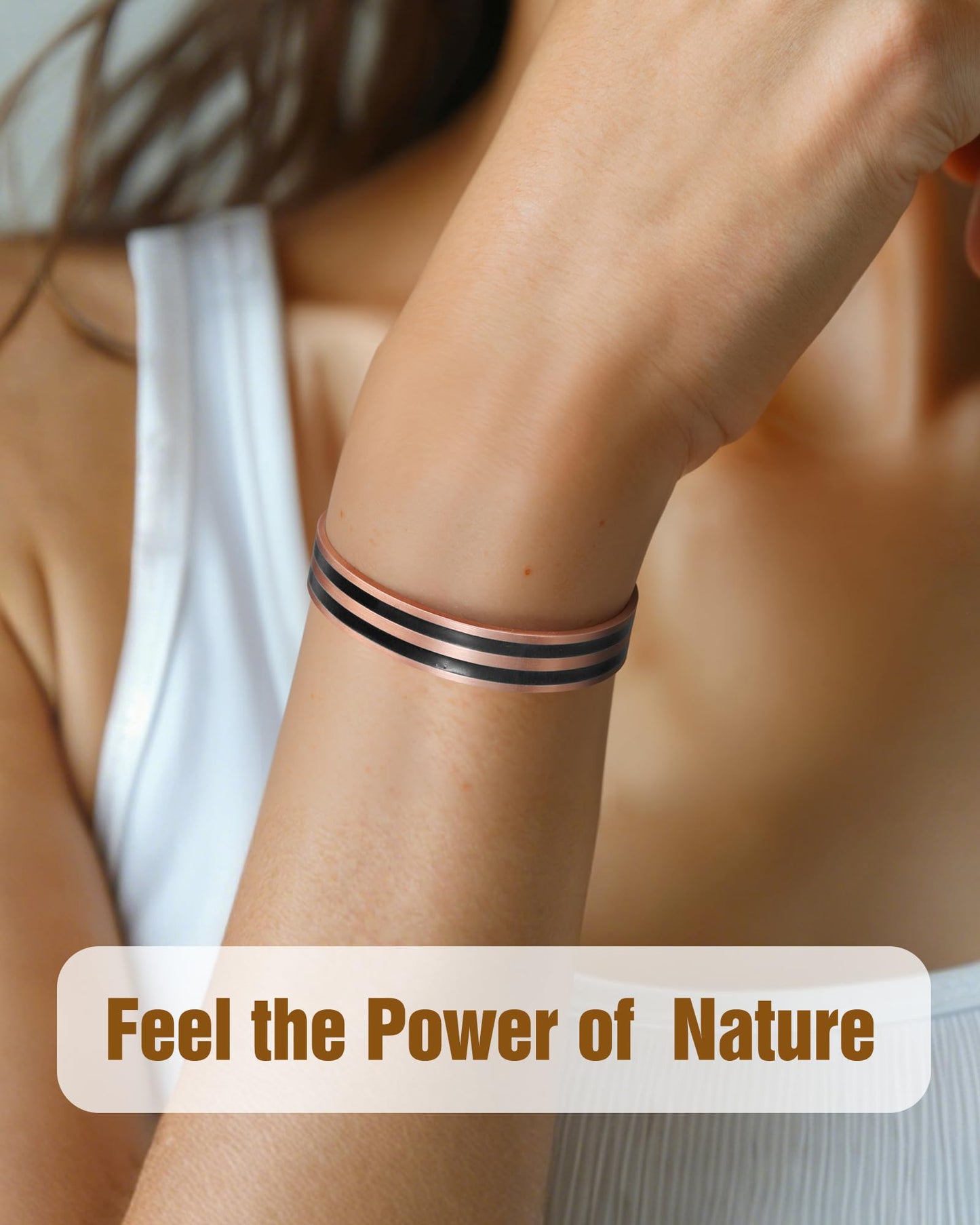 Jecanori Copper Magnetic Bracelets for Women, 99.99% Pure Copper Double Love Lines Bracelet
