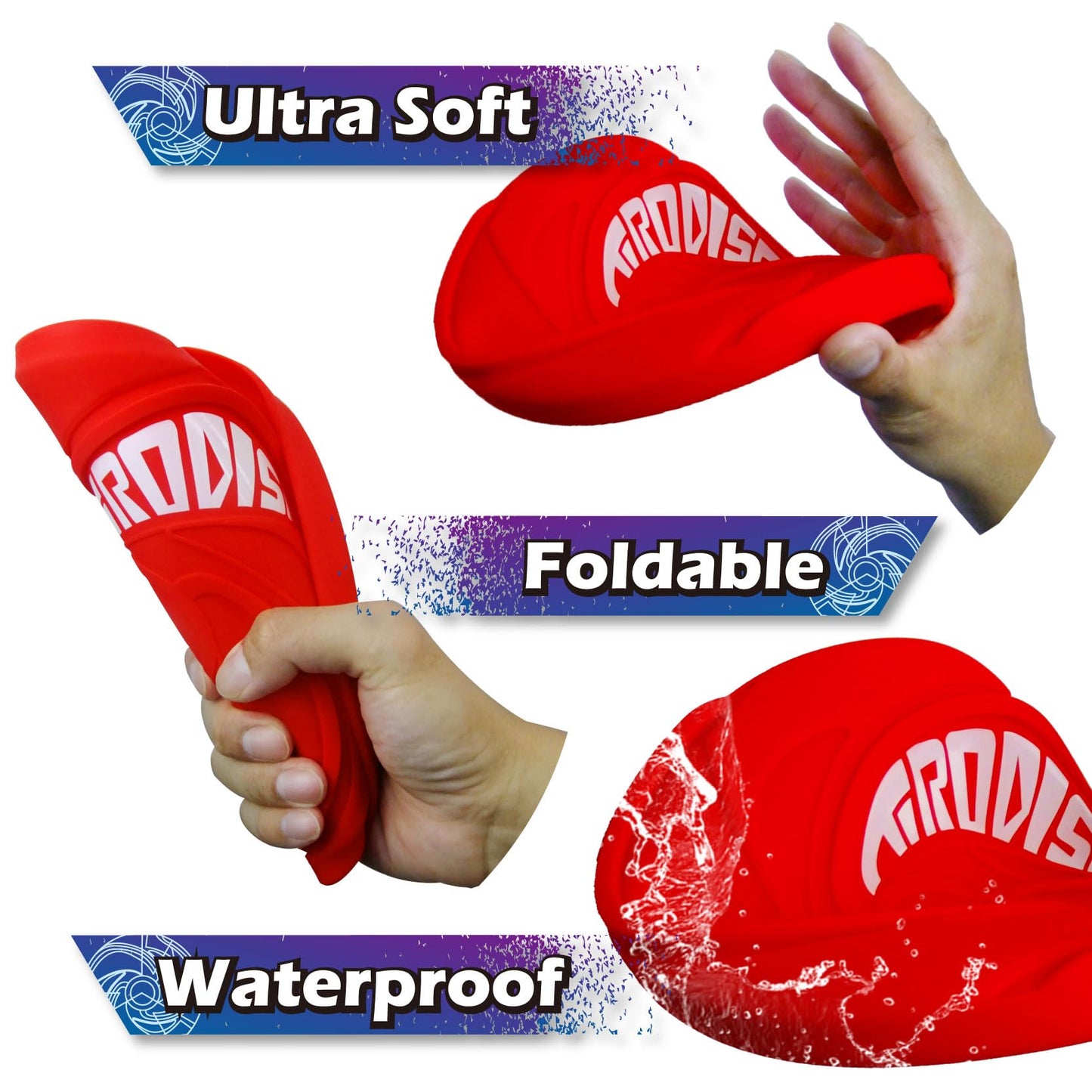 AMAZING TOYZ Tirodisc Frisbee for Kids 2-Pack Red and Blue 20cm Foldable Pocket Durable Soft Silicone Fly Stable Easy Throw Easy Catch Flying Disc for Adults Beginner Waterproof Outdoor Toys Gift
