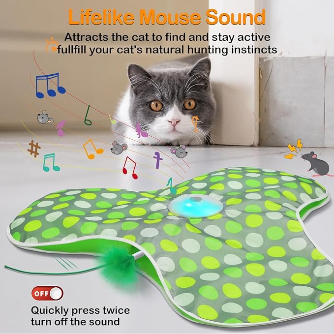 Interactive Cat Toys,Moving Concealed Feathers Toy for Indoor Cats