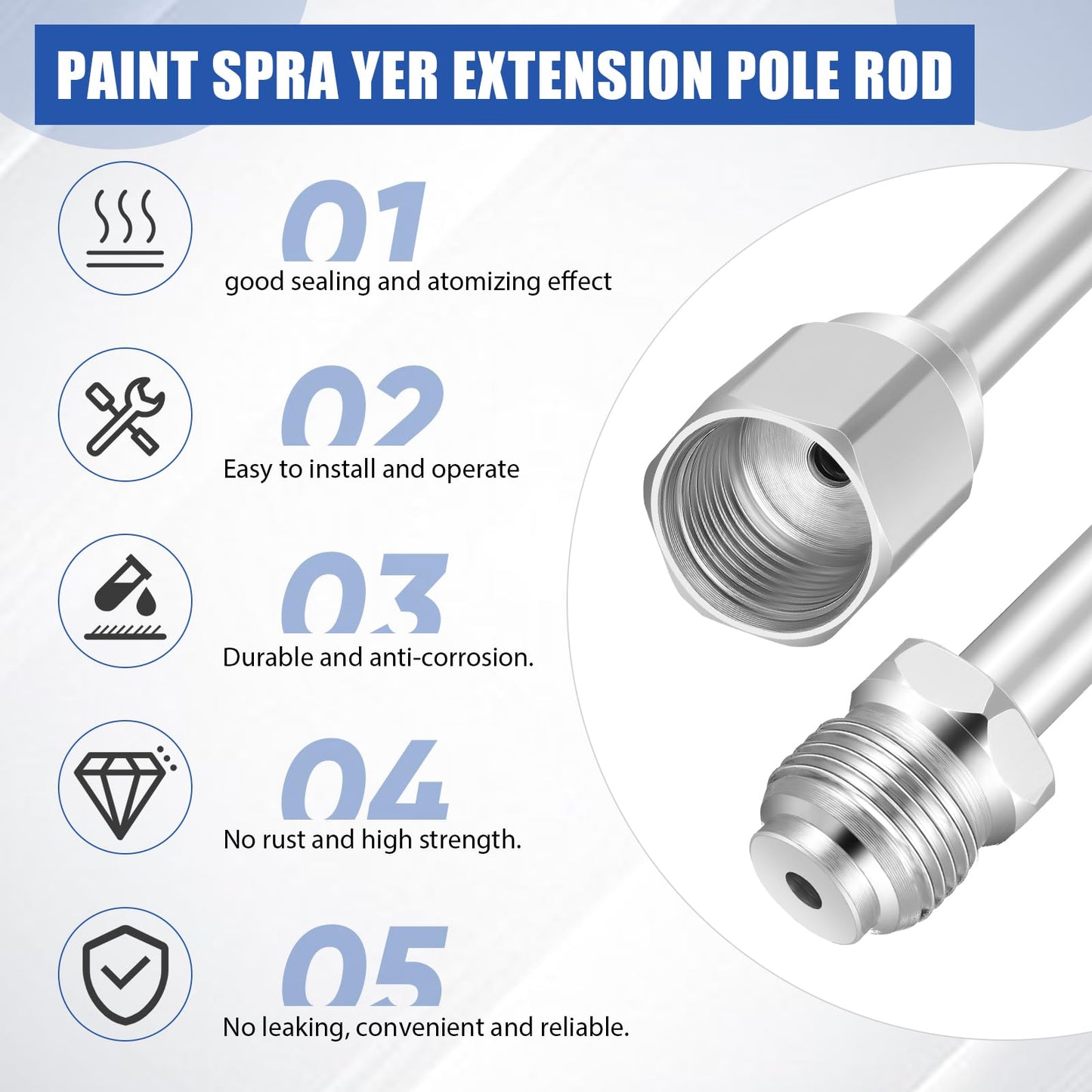 Lanties 15 Pcs Airless Paint Sprayer Accessories Included 8 Pcs Reversible Airless Sprayer Tips, 2 Pcs Nozzle Tip Guard and 5 Pcs Airless Paint Sprayer Gun Extension Wand with Red Guard Pole Rod