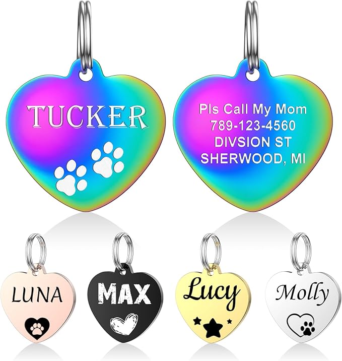 YEHANTI Personalized Dog Tags Engraved for Pets - Stainless Steel Custom Dog Cat Tag with Various Cute and Beautiful Icons, Double Sided Engraved Pet ID Tags Dog Name Tag, Bone