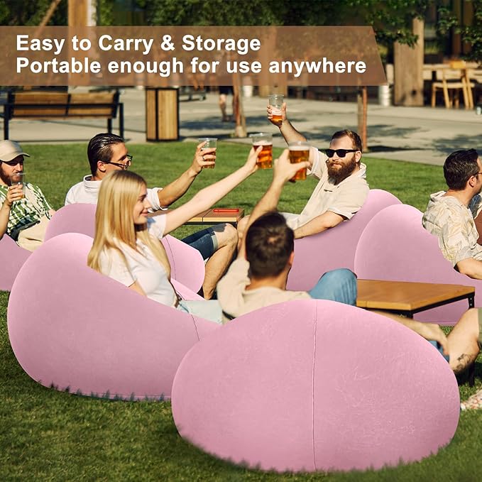 Realspring 12 Pcs Bean Bag Chairs for Adults Inflatable Chairs with Electric Air Pump,Blow up Couch Folding Portable Inflatable Couch Lazy Sofa for Reading Living Room Camping (Pink)