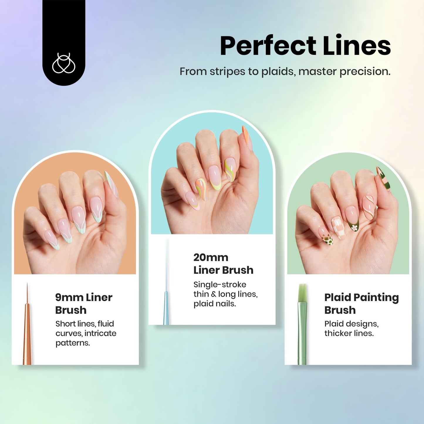 Beetles Nail Art Brushes Set for Gel Polish 8 Pcs - Nail Art Design Pen Fingernail Painting Dotting Tool, Liner Gradient Clean Up Brush DIY with Palette Rainbow Pastel Pen Set Manicure Kit