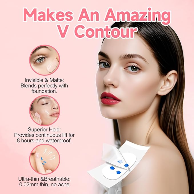 Face Lift Tape, 168PCS Face Tape, Face Lift Tape Invisible, Face Tape Lifting Invisible 8 Hours of Sustained, Perfect Facial Contouring, Visually Create A More Defined Jawline and Cheekbones