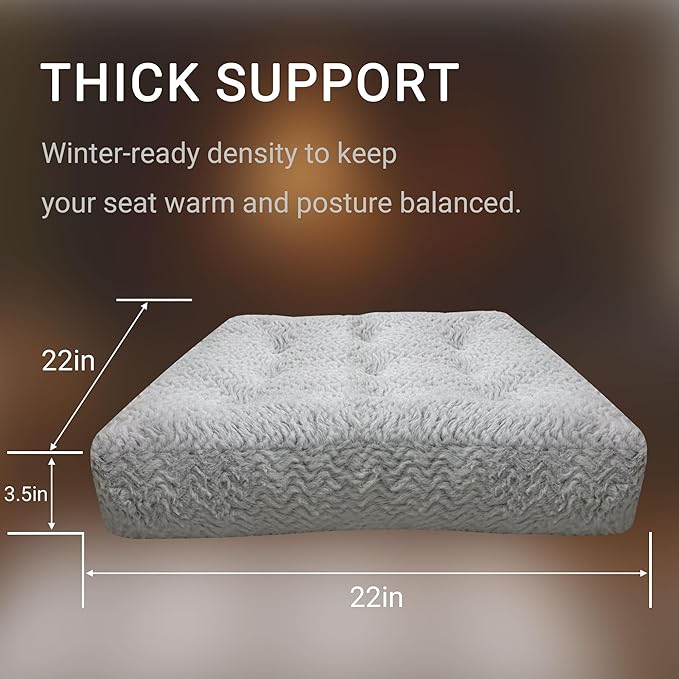 Degrees of Comfort Square Floor Cushion for Adults – Soft Velvet Meditation Pillow – Thick Tatami Seating Pad for Winter Home – 22” x 22”, Brushed Chevron, 1 Pack