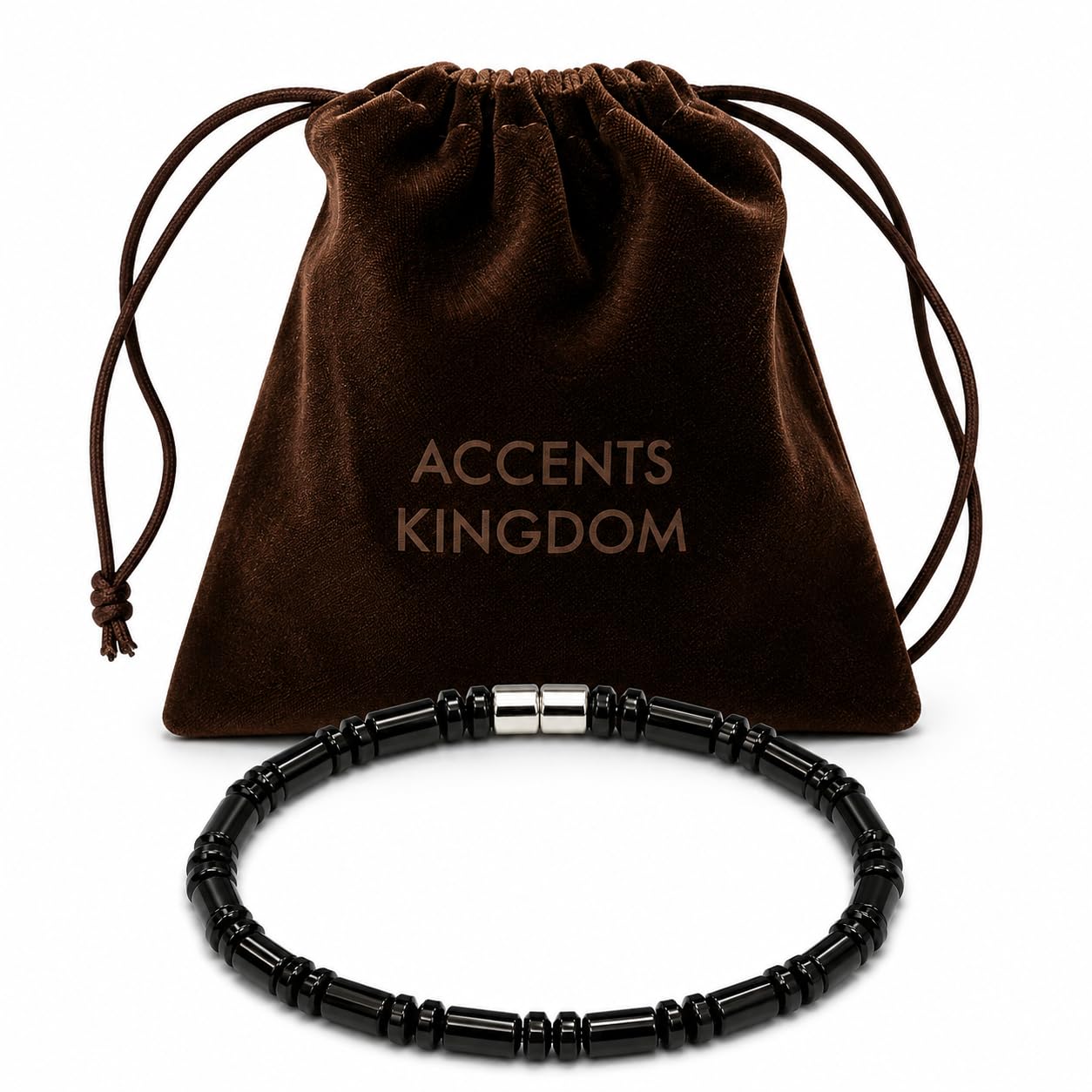Accents Kingdom Men's Magnetic Hematite Cylindrical Bead Bracelet, 8.5"