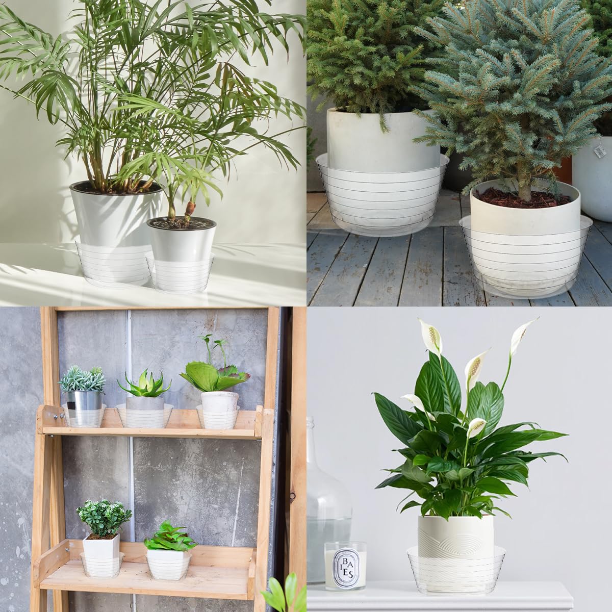 Hyuetrsa 21 Pcs Clear Deep Drip Tray Plastic Plant Saucer 6/8/10 Inch Plant Drip Trays Thickened Clear Plant Saucers Flower Drip Tray for Indoor and Outdoor Plants