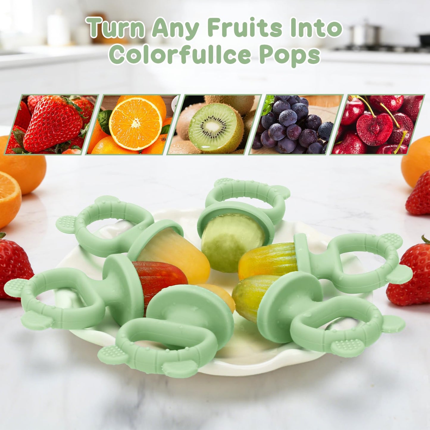 Silicone Baby Popsicle Molds with Sticks, Mini Popsicles Molds for Babies Breastmilk Popsicle Molds for Teething Relief, Frozen Treats Maker Popsicle Maker Ice Pop Mold for Toddlers Kids(Green)