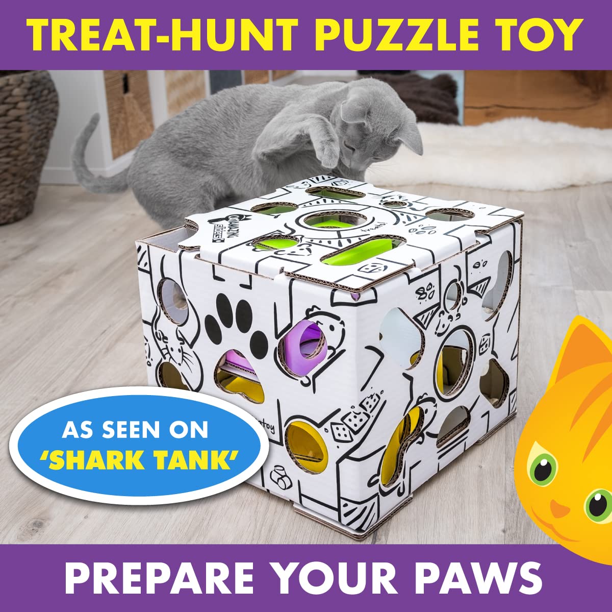 Cat Amazing Sliders – Puzzle Toy for Indoor Cats – Treat Box Interactive Maze – Enrichment Feeder – Best Cat Toy Ever!