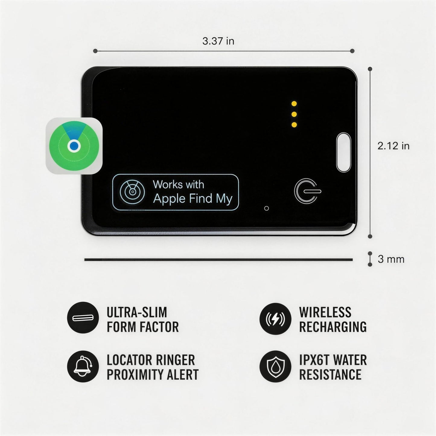 USBERG Wallet Tracker Card (2-Pack) - Ultra-Thin Bluetooth Locator Compatible with iOS Find My Network, Credit Card Size Finder for Wallets & Luggage