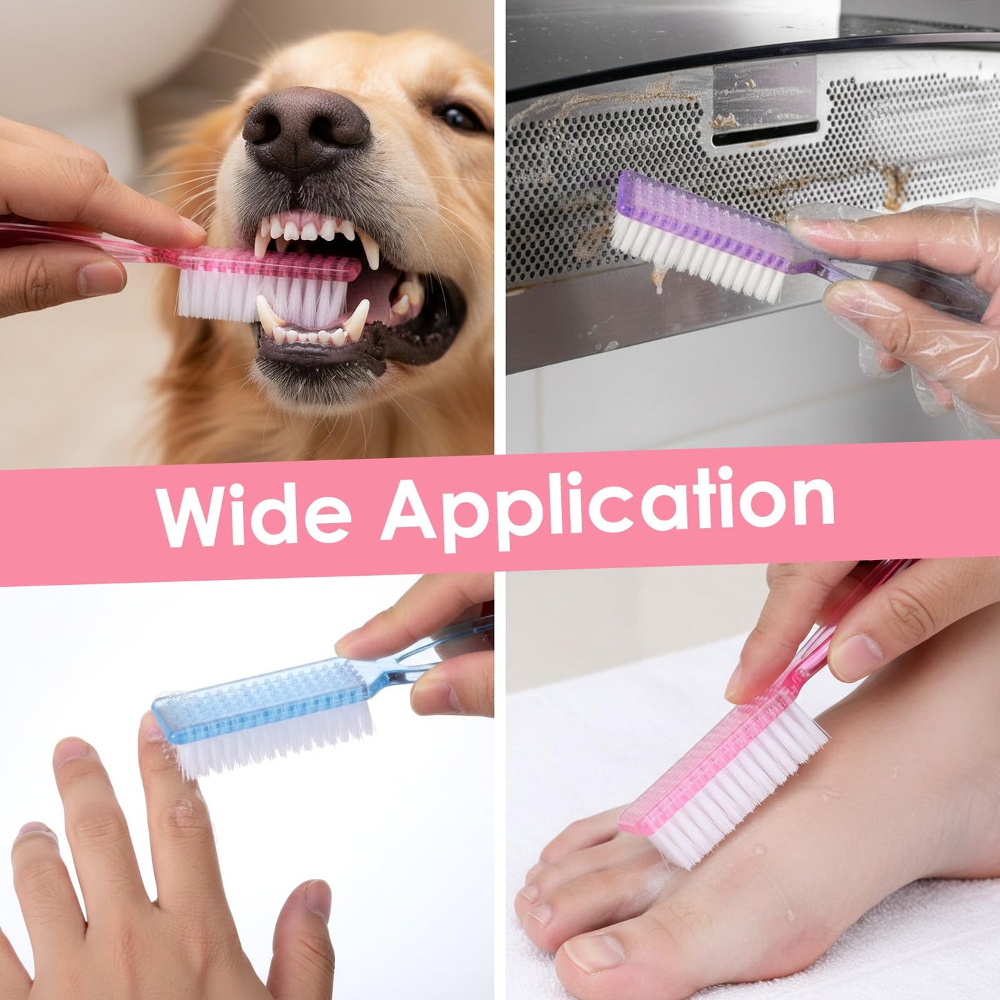 100 Pcs Handle Grip Nail Brush for Cleaning Fingernails Cleaner Scrub Brush Bulk Manicure Tools Scrub Cleaning Brushes Kit, Use for Nail and Toe (Bright Colors)