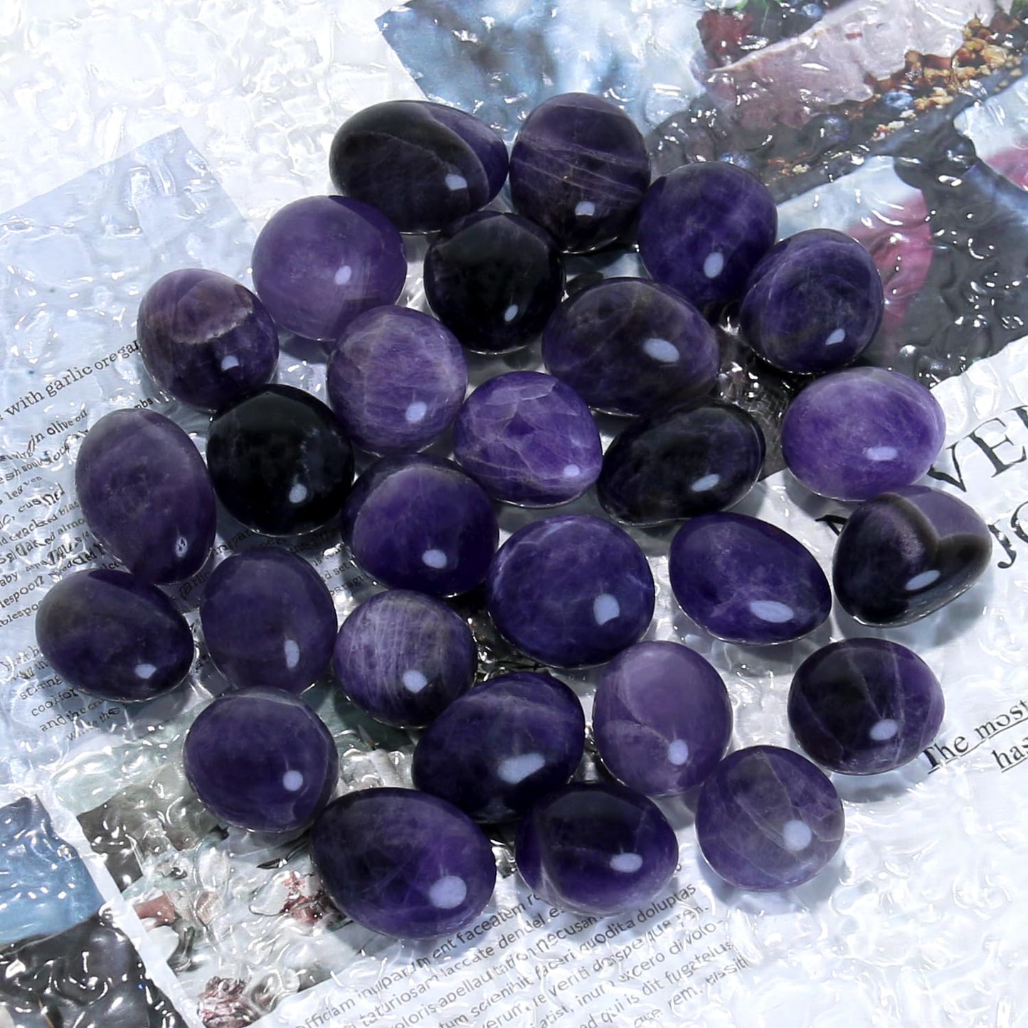 Namzi Brazilian Tumbled Polished Natural Amethyst Crystals Stones, Amathesis Crystal, Raw Amethyst, Healing Crystals Gemstone Quartz Bulk for Wicca, Healing Energy, Witchcraft Supplies(10 Pce)