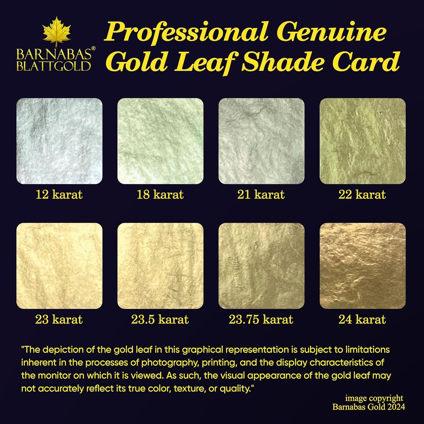Barnabas Blattgold Gold Leaf - 23K Real Gold [25 Sheets, 3.4 inches] - Loose Sheets for Painting, Arts and Crafts