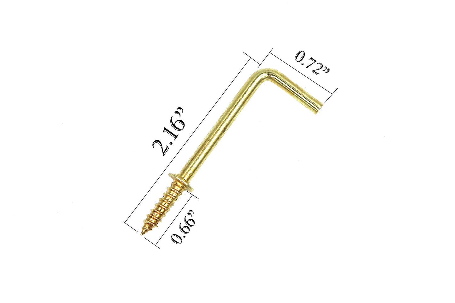 FGen 100pcs L Type Photo Frame - Copper Plated Right Angle Hooks, Fixed Cup Hooks - 2.16 inch (Gold)