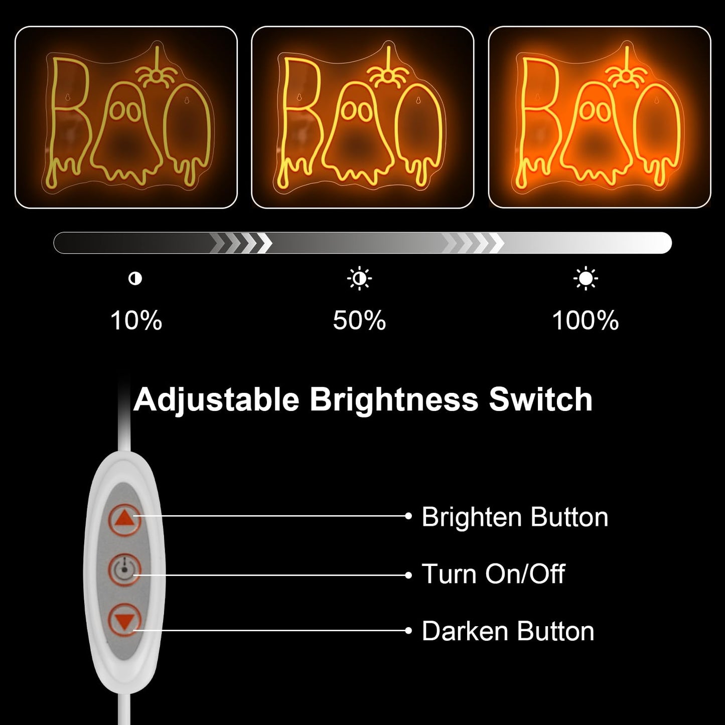 Halloween Boo Neon Sign, Spooky Ghost Neon Light Neon Signs, Dimmable Halloween Led Sign for Wall Bedroom Home Bar Halloween Party Decor Halloween Present for Trick or Treat Party Backdrop