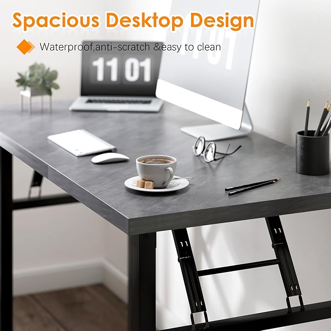 Need Folding Computer Desk - 31.5 Inch Foldable Office Writing Work Study Kids Student Teacher Home Bedroom Table for Small Space, Grey