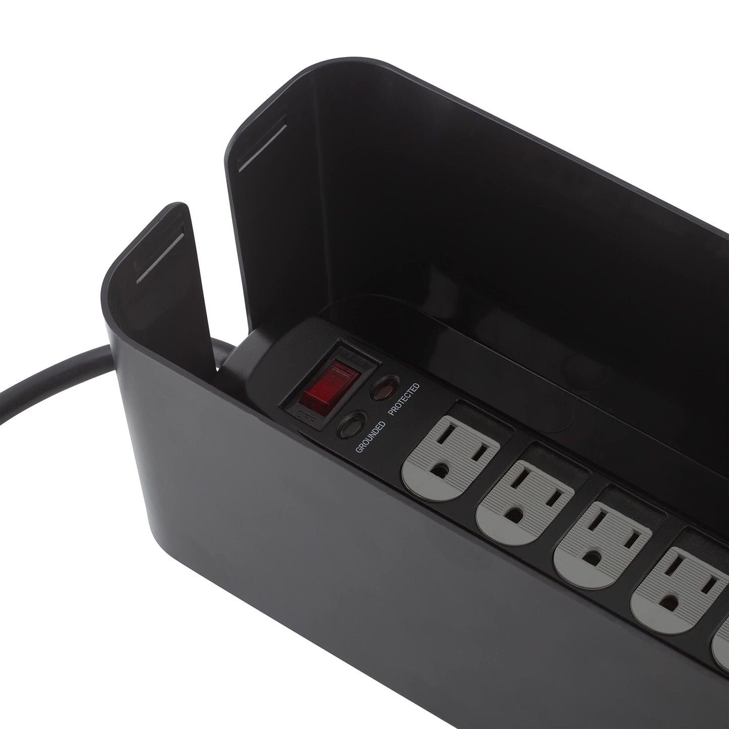 Simplify 2 Pack Cable Organizer Box | Multi-sized | Hidden Storage with Lid | Chargers & Wires | Computer & TV Cords | Black