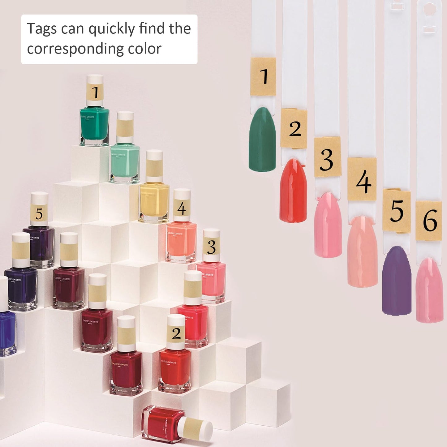 400Pcs Nail Swatch Sticks with Ring and Label Sticker，Fan-Shaped Nail Polish Swatch Stick for Nail Practice Color Display，Clear