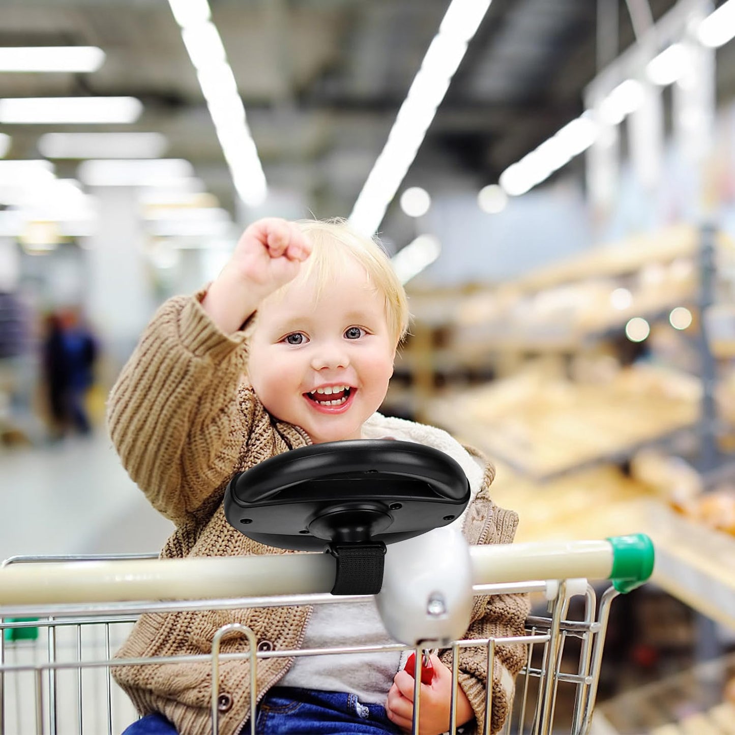 Accmor Stroller Steering Wheel Toy, Simulated Steering Wheel for Stroller Shopping Carts Cart Universal Detachable Pretend Driving Funny Toy Attachment