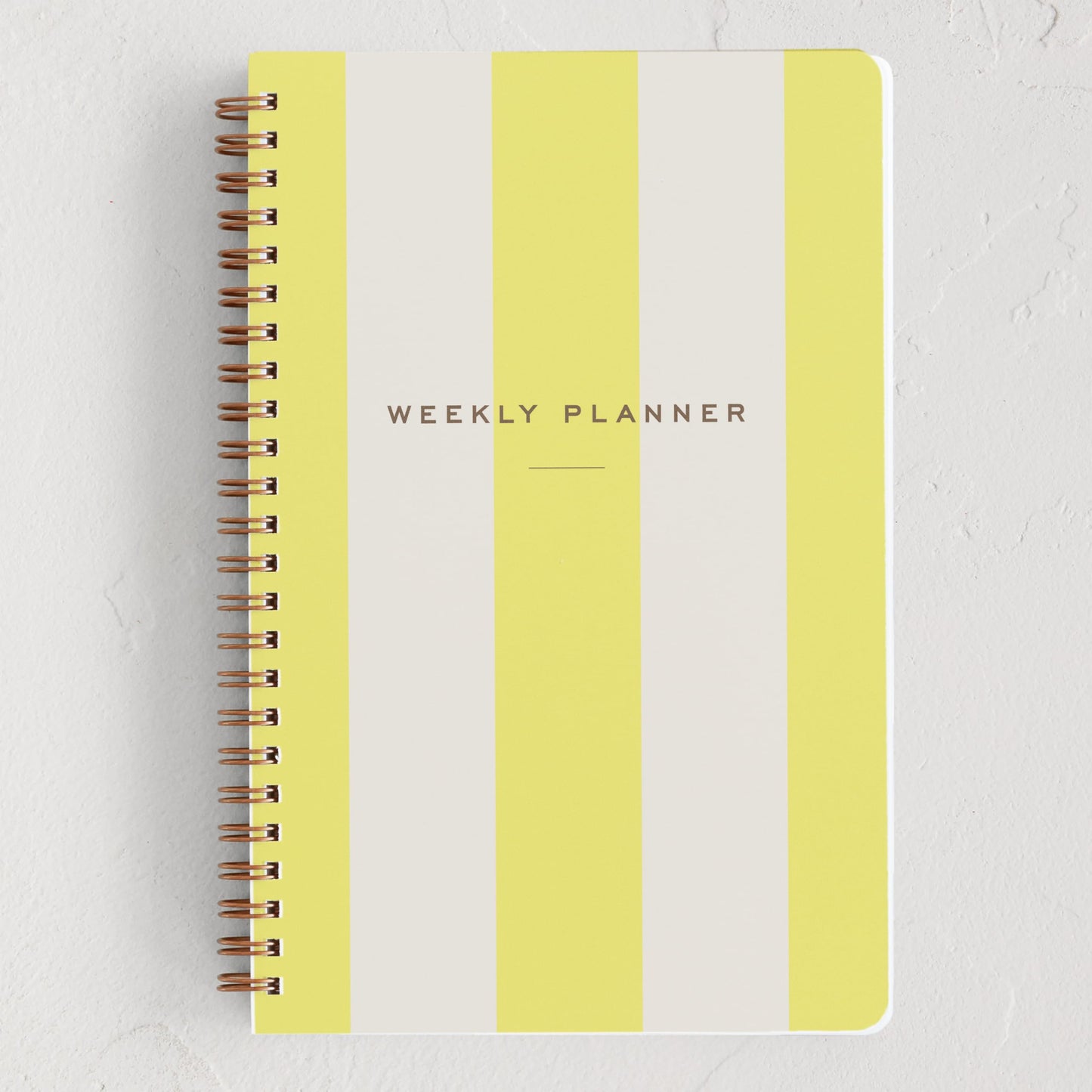 Minted Campania 2026 Weekly & Monthly Undated Planner, 5.5" x 8.5" Yellow Stripe Spiral Bound Planner Notebook, 132 Pages, Bright Modern Undated Calendar for Office, Home & School