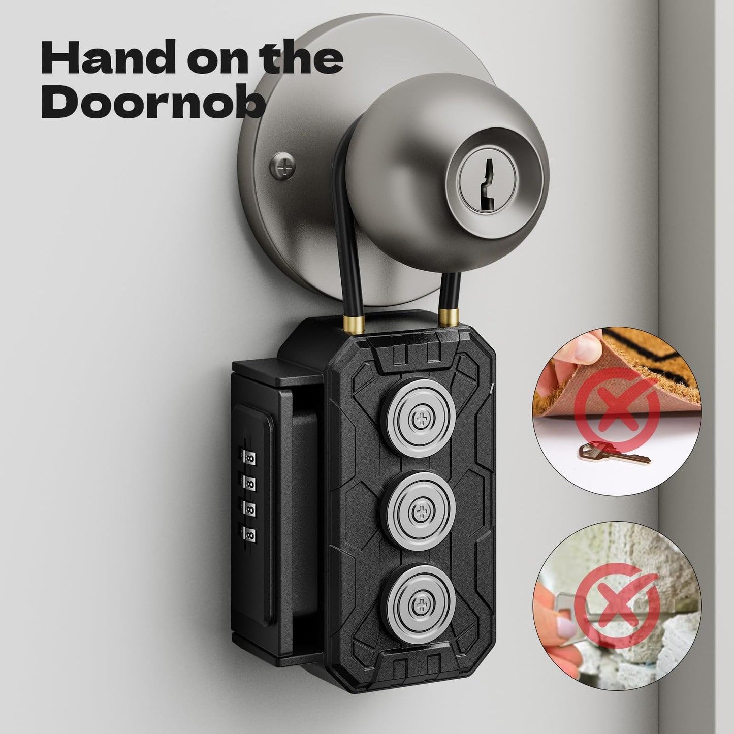 Magnetic Key Lock Box,Magnetic Key Holder Under car,Key Holder Magnetic,Hide a Key Outside,Waterproof Magnetic Key Hider,4 Combinations & Dual Mounting