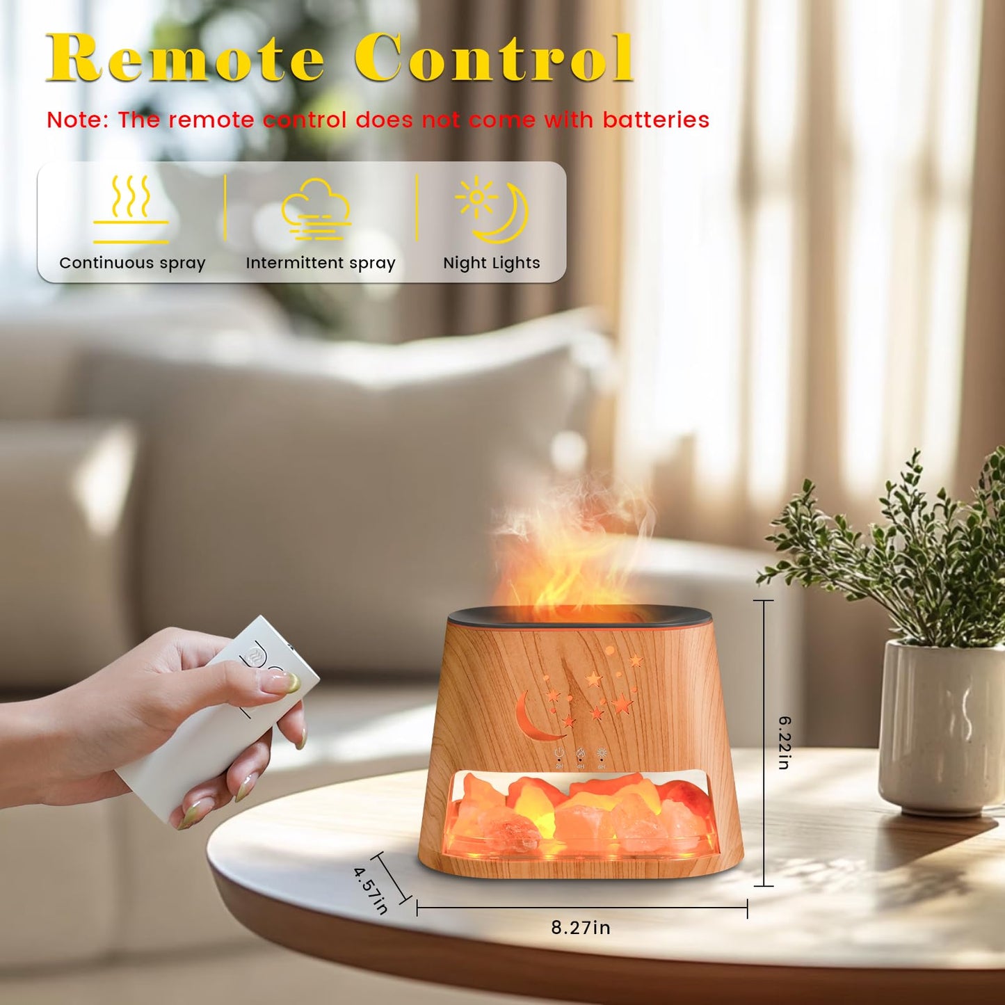 Essential Oil Diffuser : 260ml Aromatherapy Diffuser & Himalayan Salt Lamp with Remote Control & Timer,Cool Mist Humidifier with 8 Colors LED Lights & Auto-Off for Bedroom,Offce,Yoga Room(Wood Grain)
