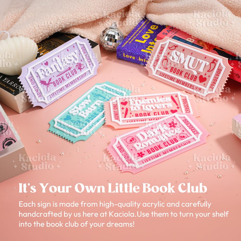 KACIOLA STUDIO Library Sign, Bookish Decor for Book Nook, Gifts for Booklovers/Reader/Women, Bookshelf Book Store Decor, Romantasy Gift (Smutty)