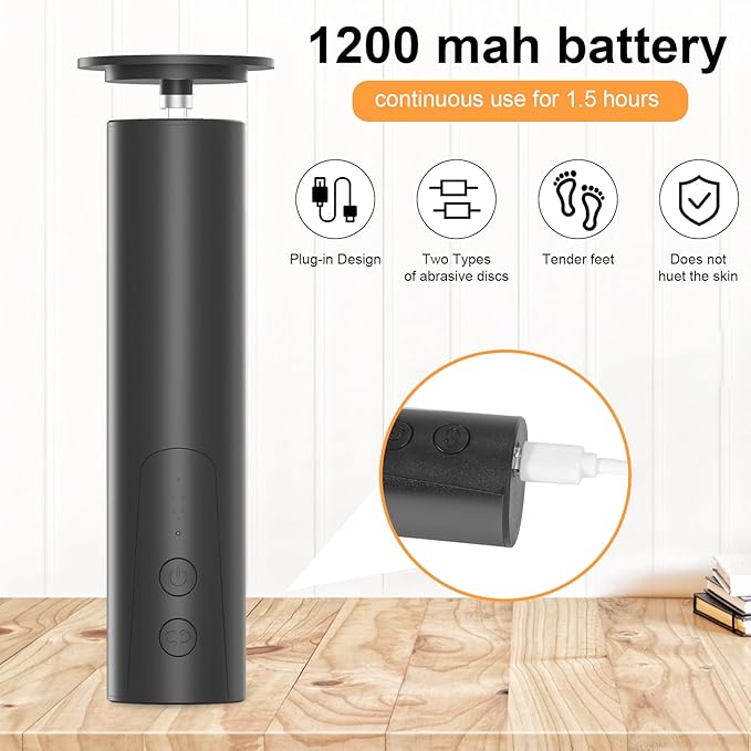ele ELEOPTION Electric Callus Remover for Feet Electric Foot File Nail Grinder 6 Speed Adjustable Rechargeable Professional Foot Sander Pedicure Tool for Feet Dry Dead Skin Black