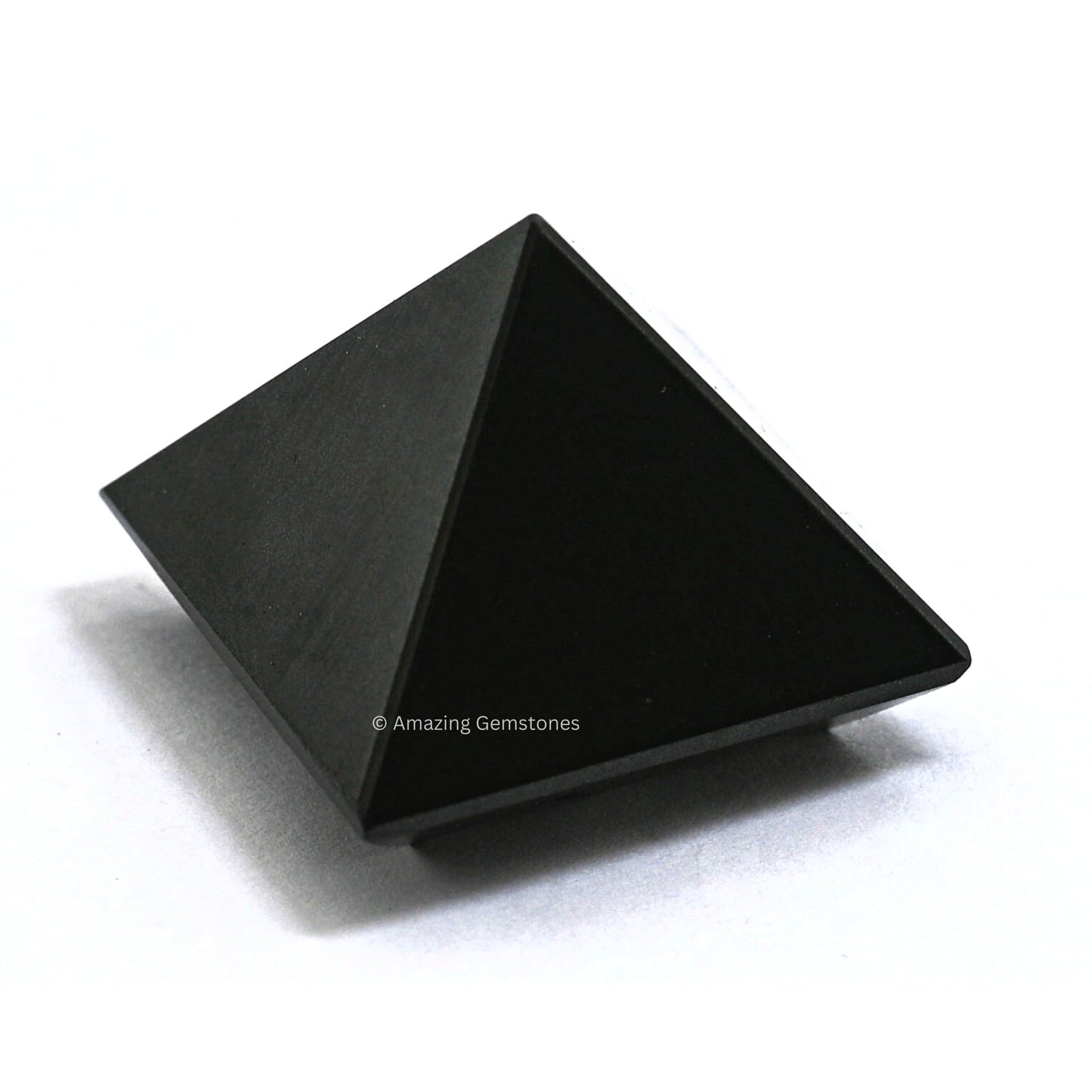 Amazing Gemstone Shungite Crystal Pyramid with 9 Pyramid Plate Bottom - 1" Mini Pyramid Figurine of Natural Stone Pyramid for Meditation, Reiki, Chakra Balancing Vastu Pooja and Crystal Grids