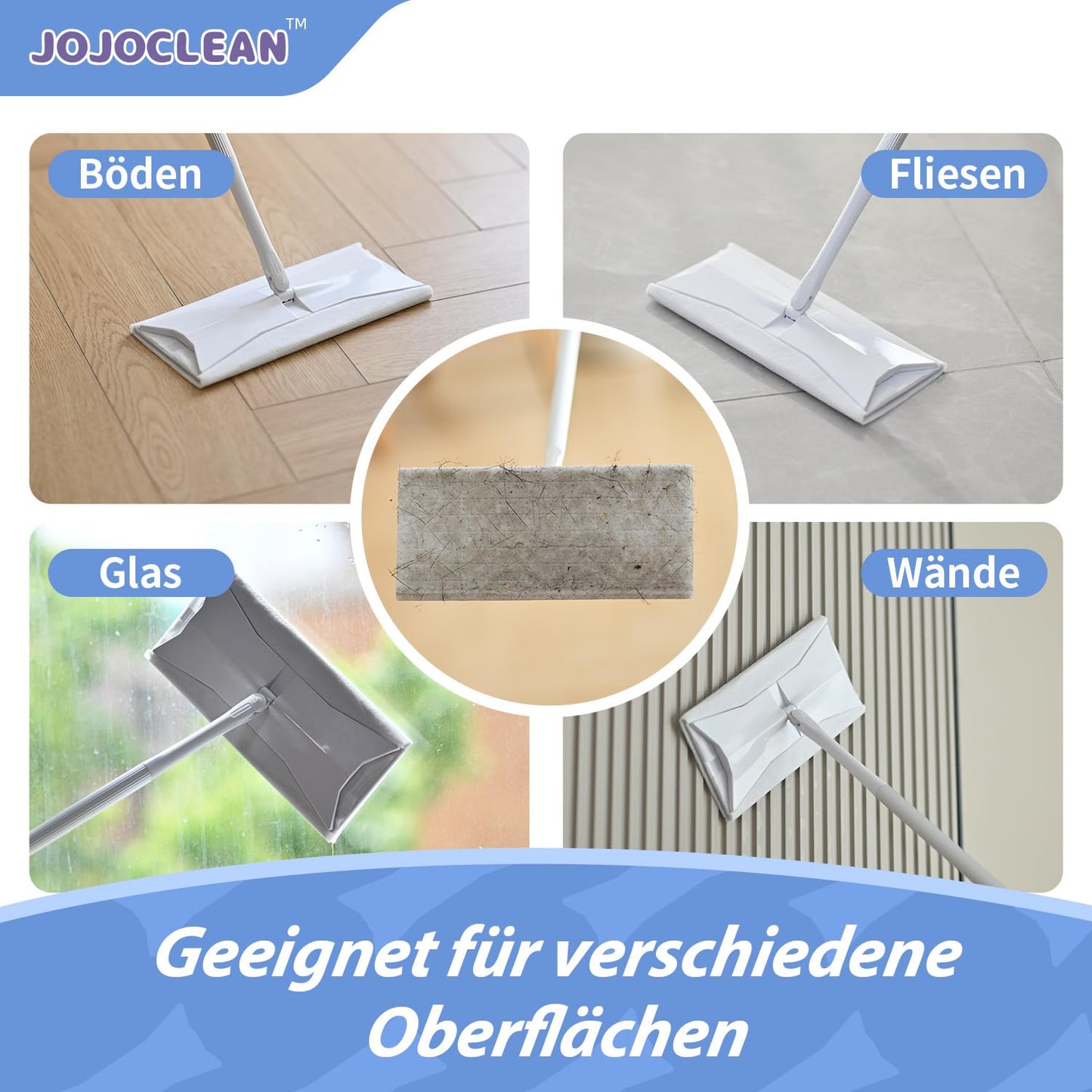 Sweeper 2-in-1 Dry + Wet Floor Mopping and Sweeping Kit, Multi-Surface Kit for Floor Cleaning, Kit Includes 1 Sweeper 14 Dry Sweeping Cloths 3 Wet Mopping Cloths