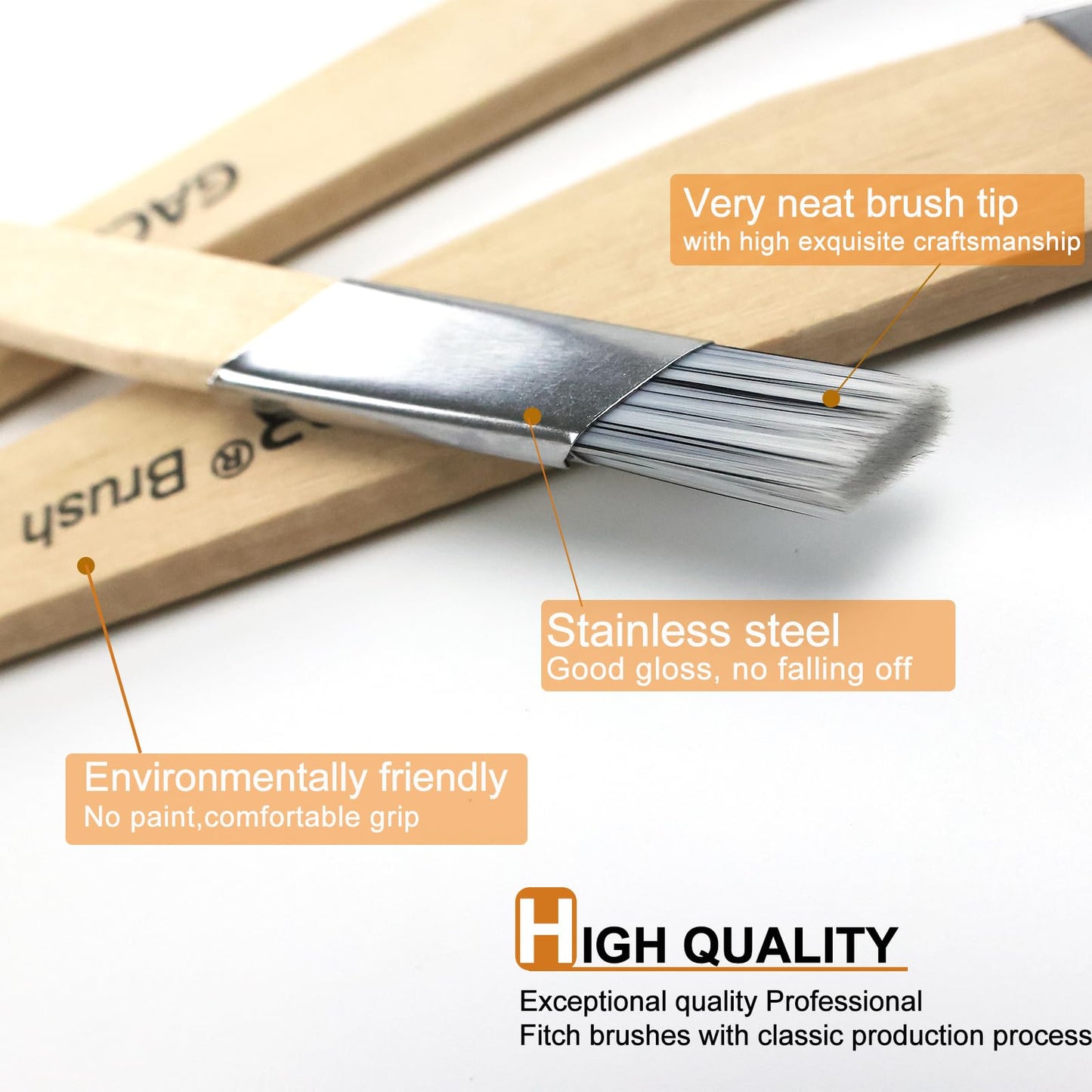GACDR Slant Lining Fitch Paint Brushes,Pack Of 6 Cutting In Paint Brush Angled for Fast Accurate Detail & Control Hobby & Craft 2 Each of 0.5", 0.75", and 1"