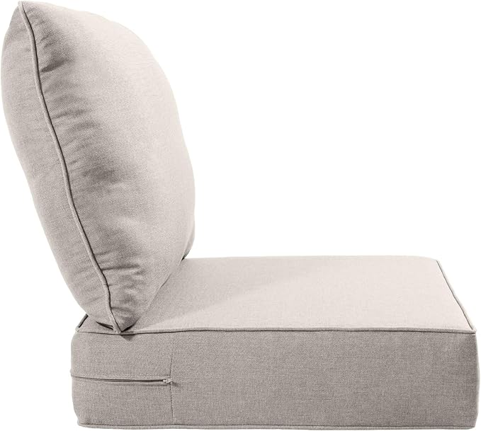 Luxury 22x24/22x25 6-Inch Outdoor Seat Cushions - Set of 2 Water Resistant Patio Chair Seat Comfortable Cushion for Rattan Dining Rocker Glider Chairs Loveseat Couch Sectional Sofa - Beige