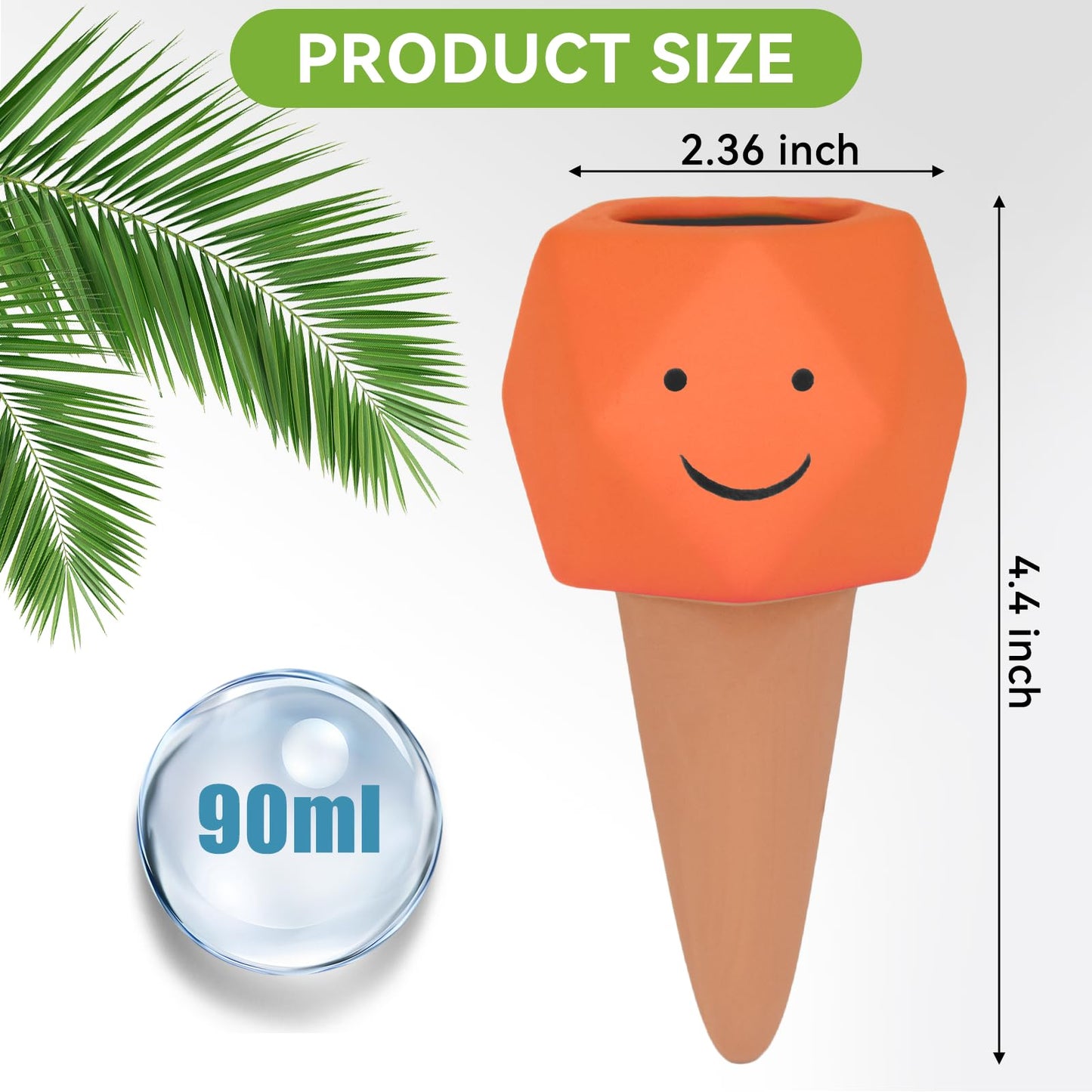 4 Pack Terracotta Self Watering Spikes, Automatic Plant Waterer Devices Continuous Moisture with Slow Release Plant Watering Globes Watering System Small Hexagonal