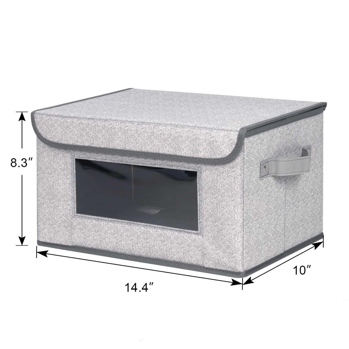 Univivi [4-Pack Fabric Storage Boxes Collapsible Storage Bins with Lids and Handles Cube Organizer Basket for Home, Closet, Bedroom (Gray, 14.4''x10''x8.3'')
