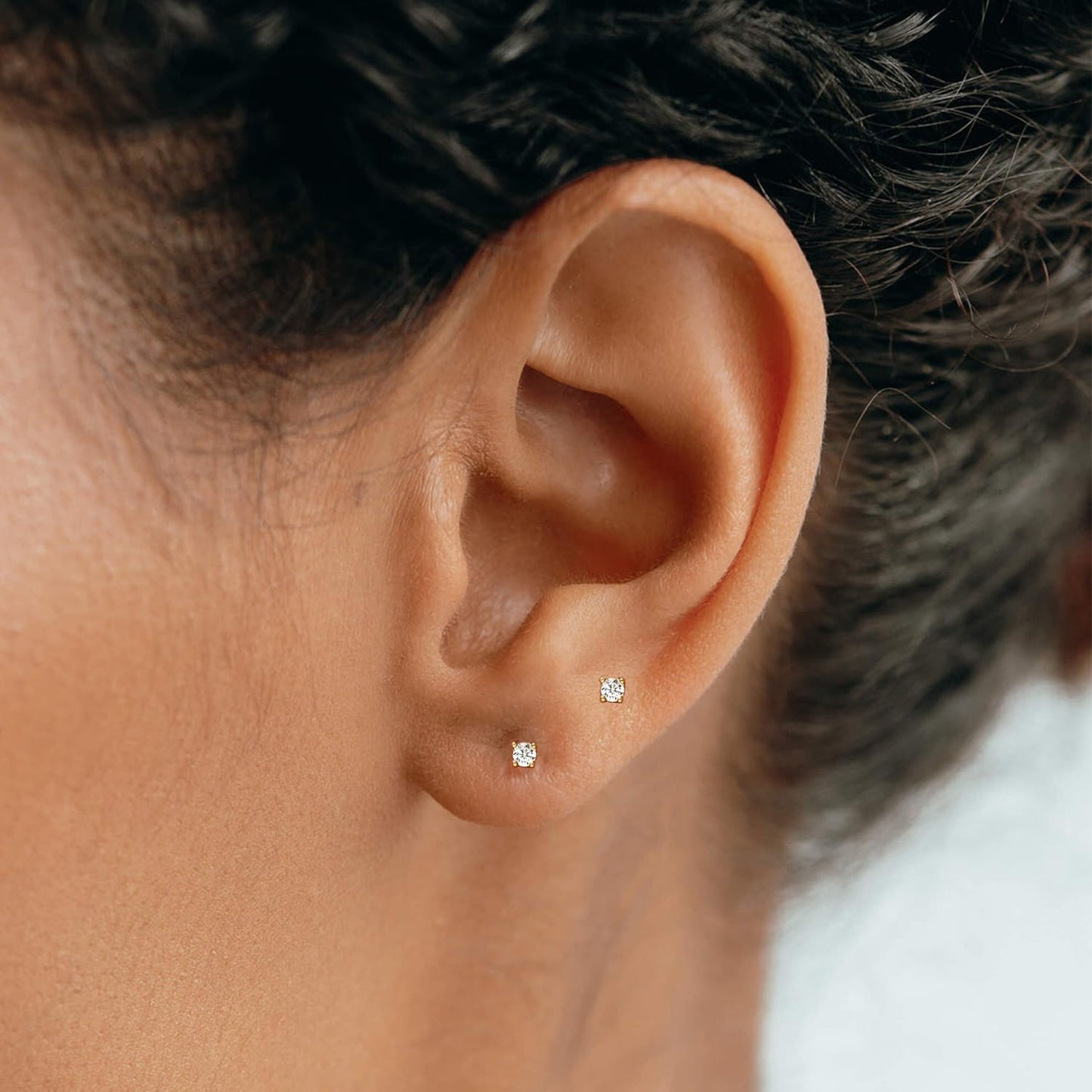 10 Pairs Tiny 2mm Stud Earrings Set for Women Men, Surgical Steel 20G Small Stack Round Cubic Zirconia Earrings for Multiple Piercing, Hypoallergenic Piercing Studs for Sensitive Ears Gold & Silver